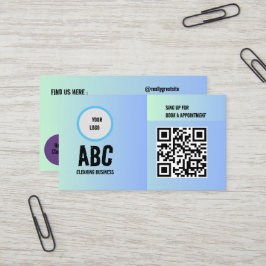 Blue Green Mixed Clearing Services QR-Code Visitenkarte
