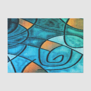 Blue Green Modern Expressionismus Seidenpapier