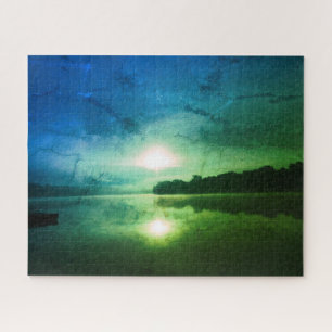 Blue Green Morning Sunrise abstrakt am CT River