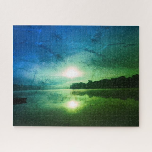 Blue Green Morning Sunrise abstrakt am CT River (Horizontal)