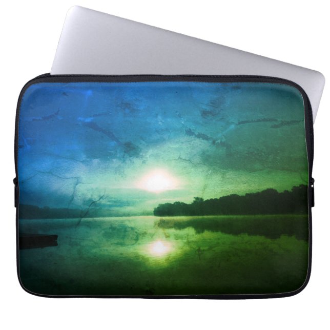 Blue Green Morning Sunrise abstrakt am CT River Laptopschutzhülle (Vorderseite)