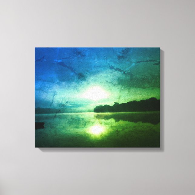 Blue Green Morning Sunrise abstrakt am CT River Leinwanddruck (Vorderseite)