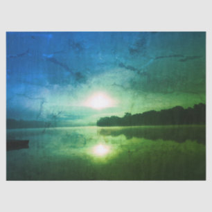 Blue Green Morning Sunrise abstrakt am CT River Seidenpapier