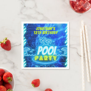 Blue Green Neonglühen Boys Birthday Pool Party Serviette