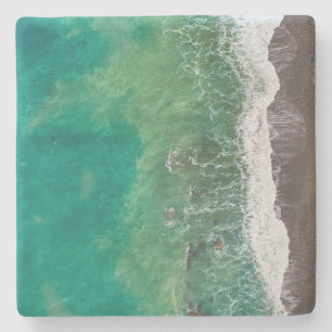 Blue Green Ocean Shore View Steinuntersetzer