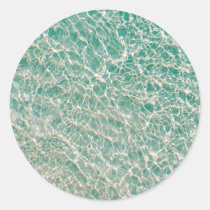 Blue Green Ocean Summer Beach Waves Runder Aufkleber
