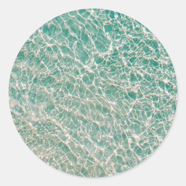 Blue Green Ocean Summer Beach Waves Runder Aufkleber (Vorderseite)