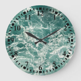 Blue Green Ocean Waves Große Wanduhr