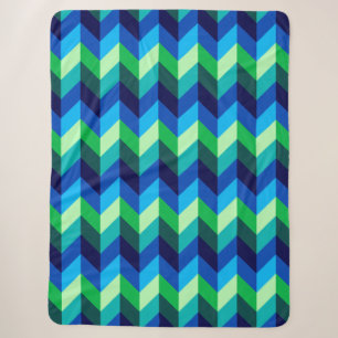 Blue Green Ombre Chevrons Large Sherpa Blanket Sherpadecke