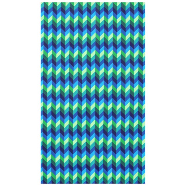 Blue Green Ombre Chevrons Large Tablecloth Tischdecke (Vorderseite)