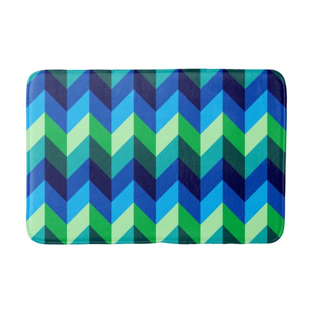 Blue Green Ombre Chevrons Medium Bath Mat Badematte (Vorderseite)