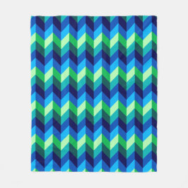 Blue Green Ombre Chevrons Medium Fleece Blanket