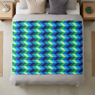 Blue Green Ombre Chevrons Medium Fleece Blanket