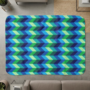 Blue Green Ombre Chevrons Small Sherpa Blanket Sherpadecke