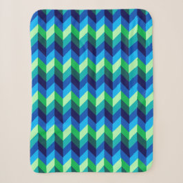 Blue Green Ombre Chevrons Small Sherpa Blanket Sherpadecke
