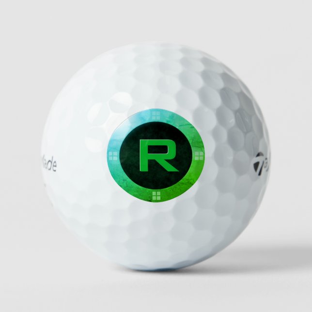 Blue Green Ombre Deko Ring mit Monogram Golfball (Vorderseite)