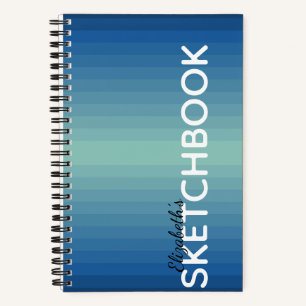 Blue Green Ombré Gradient Elegantes Sketchbook Hin Notizbuch