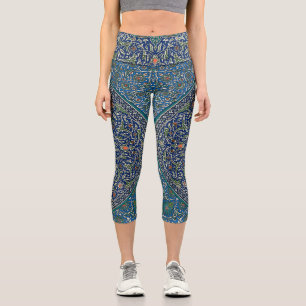 Blue Green Orange Aquamarines Verziertes arabische Capri Leggings
