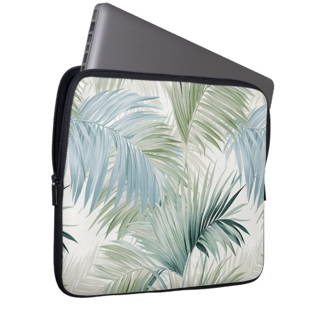Blue Green Palm Blätter Laptopschutzhülle (Vorne Rechts)
