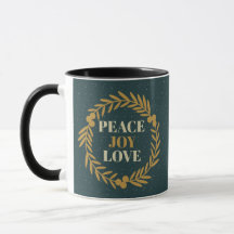 Blue Green Peace, Joy, Liebe Gold Weihnachtskranz