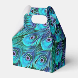 Blue Green Peacock Favor Box Geschenkschachtel