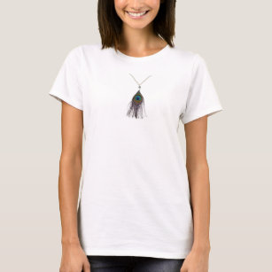 Blue Green Peacock Feather Jewelry Necklace T-Shirt
