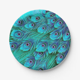 Blue Green Peacock Paper Party Teller