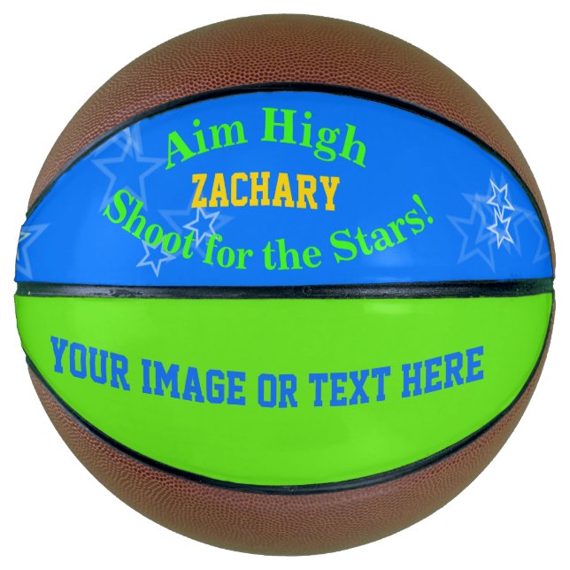 Blue Green Personalisiert Name Stars Basketball (Vorderseite)