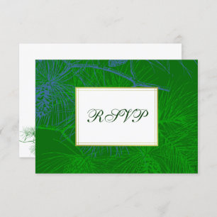 Blue Green Pine Custom RSVP Cards