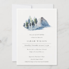 Blue Green Pine Woods Mountain Baby Dusche laden e Dankeskarte