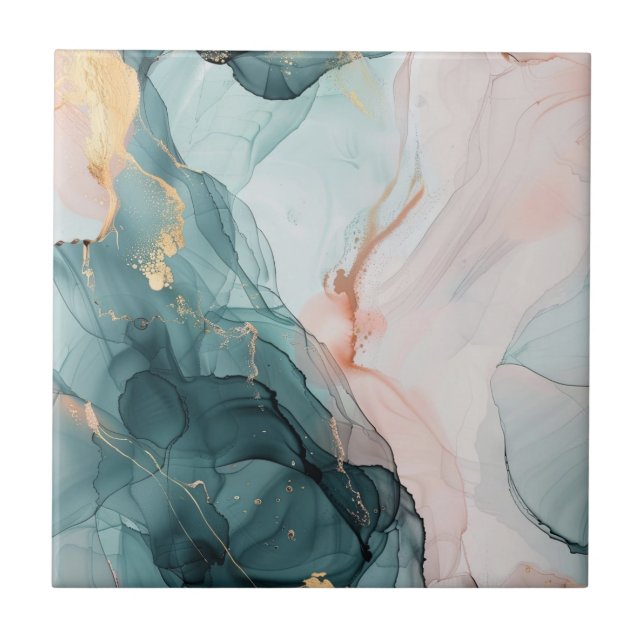 Blue, Green, Pink Marble Effect Ceramic Tile Fliese (Vorderseite)