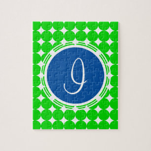 Blue & Green Polka Dot Monogram