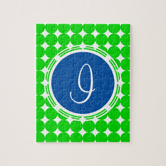 Blue & Green Polka Dot Monogram (Vertikal)