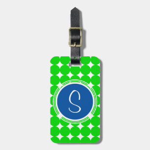 Blue & Green Polka Dot Monogram Gepäckanhänger