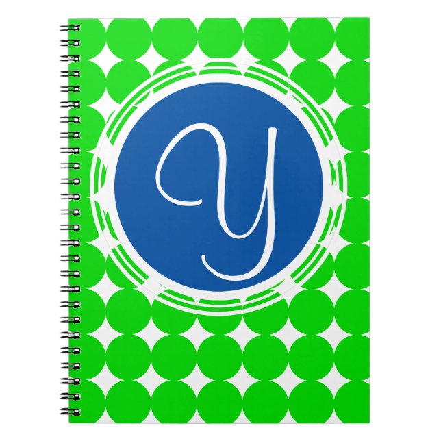 Blue & Green Polka Dot Monogram Notizblock (Vorderseite)