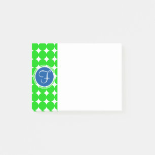 Blue & Green Polka Dot Monogram Post-it Klebezettel