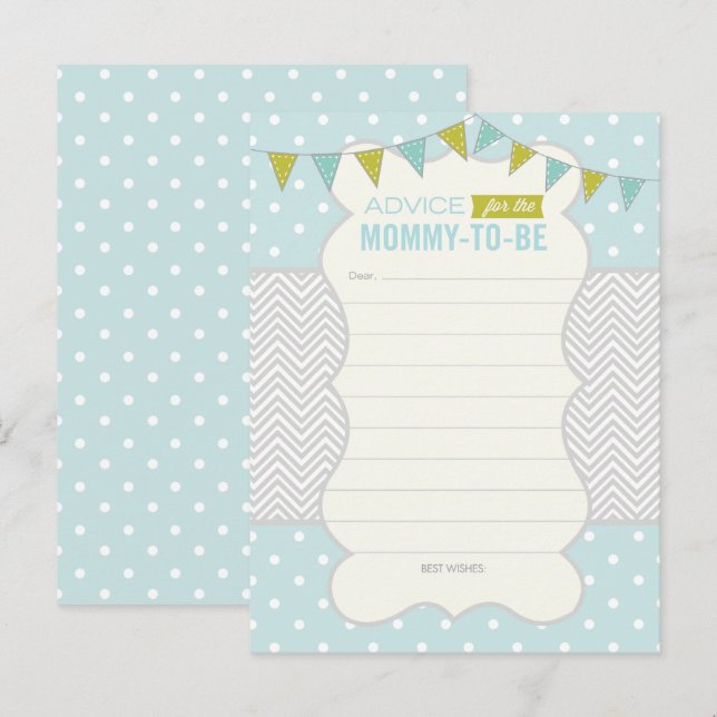 Blue Green Polka Dots Baby Duschberatungskarte Hinweiskarte (Vorne/Hinten)