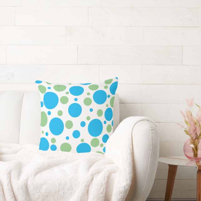 Blue Green Polka Dots Kissen (Liege)