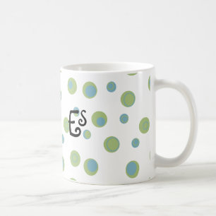 Blue Green Polka Dots Mit Monogramm Kaffeetasse