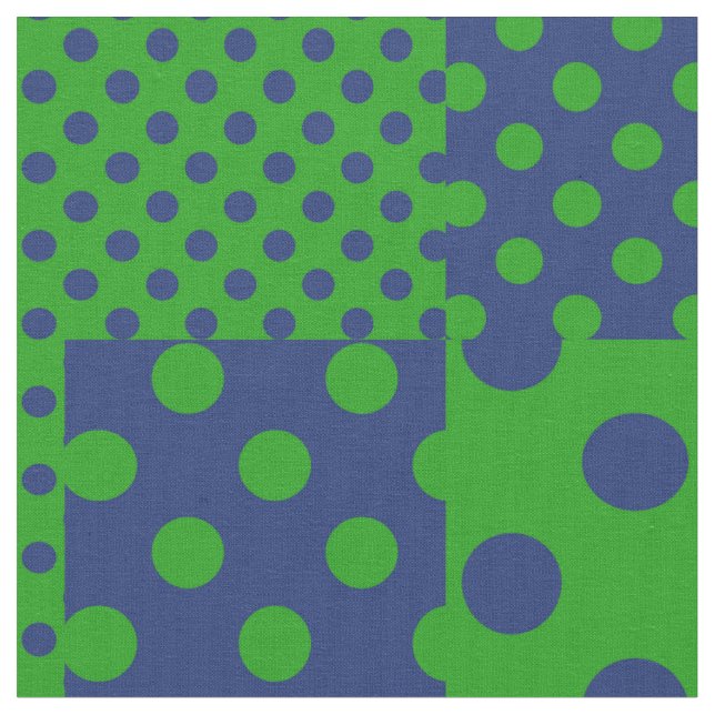 Blue Green Polka Dots Patchwork  Stoff (Nahaufnahme)