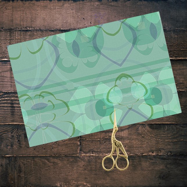 Blue Green Pop Art Nouveau Abstrakt Floral Collage Seidenpapier (Von Creator hochgeladen)