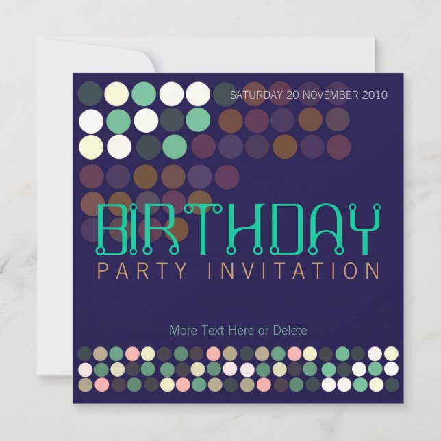 Blue Green Pop Dots Fête Anniversaire Invitation (Devant)