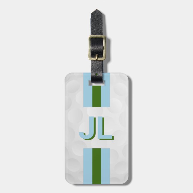 Blue Green Preppy Personalisiert Golf Bag Tag Gepäckanhänger (Vorderseite vertikal)