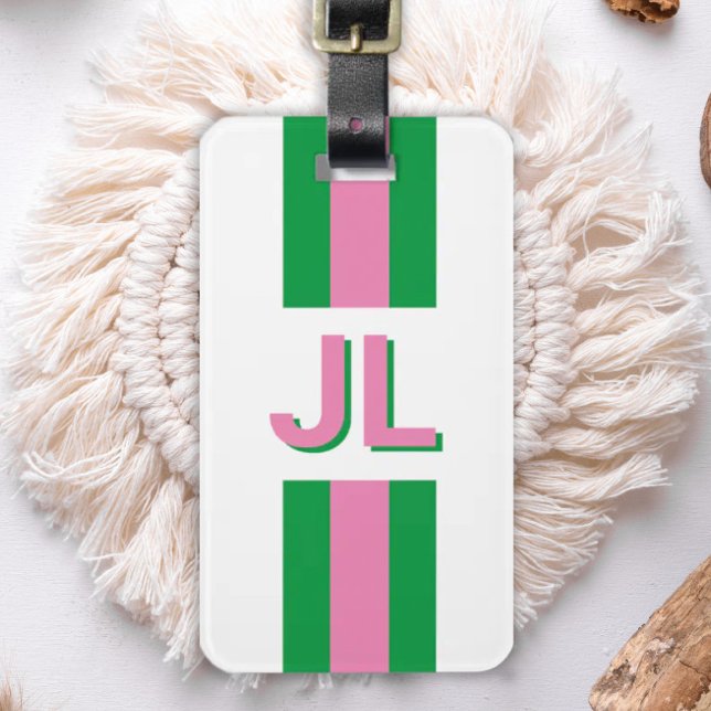 Blue Green Preppy Personalisiert Initial Gepäckanhänger (Von Creator hochgeladen)