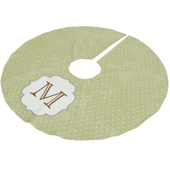 Blue Green Punkt Monogram Initial Tree Skirt Polyester Weihnachtsbaumdecke (Schrägansicht)