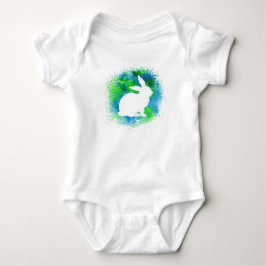 Blue Green Rabbit Baby Strampler