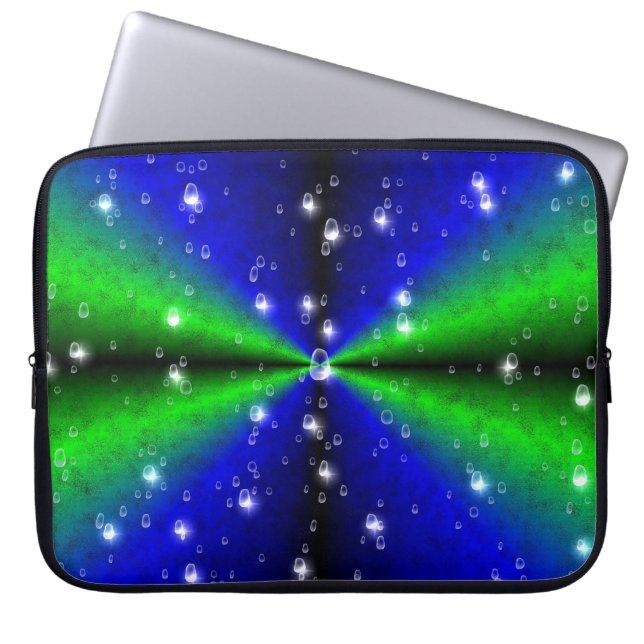 Blue Green Rainbow in Elephant Skin Leather Optik Laptopschutzhülle (Vorderseite)