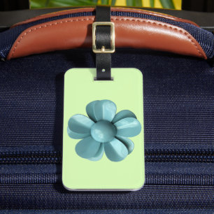 Blue Green Retro Daisy Blossom MOD Pink Blume Gepäckanhänger