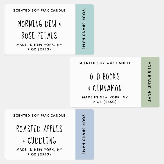 Blue Green Scented Candles Labels Etiketten (Gruppe)