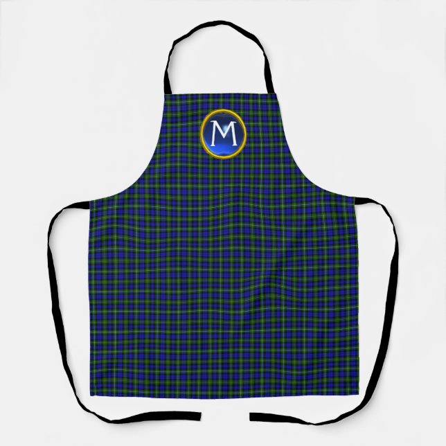 BLUE GREEN SCOTTISH CAMPBELL TARTAN GEM MONOGRAM SCHÜRZE (Vorderseite)